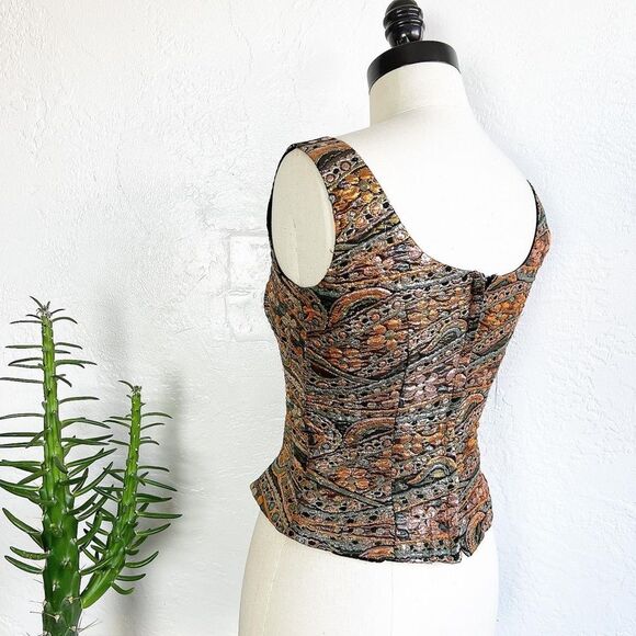 METALLIC LUREX LAME 60’s 60s Vintage Fitted Cocktail Party Evening Blouse Top S - Picture 8 of 10